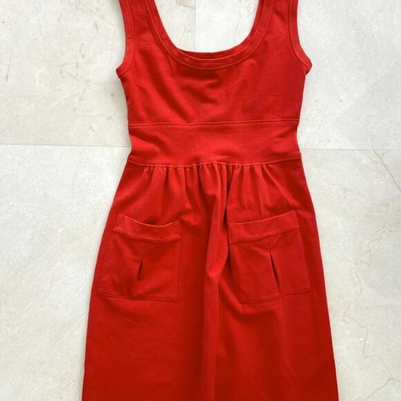 Diane Von Furstenberg Cezanne Red Orange Stretch Midi Dress w/‎ pockets sz 0 - Picture 2 of 13